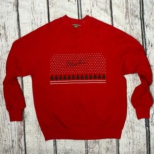 Vintage Ugly Sweater Winter Red 1980s Crewneck Pullover Jumper Sweatshirt